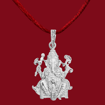 DIVINITI 925 Pure Silver Ganesha Pendant for Men, Women & Kids Divine God Pendant for Birthday, Anniversary, Special Occasion Gift (2.8x2.1 cm, 11g)