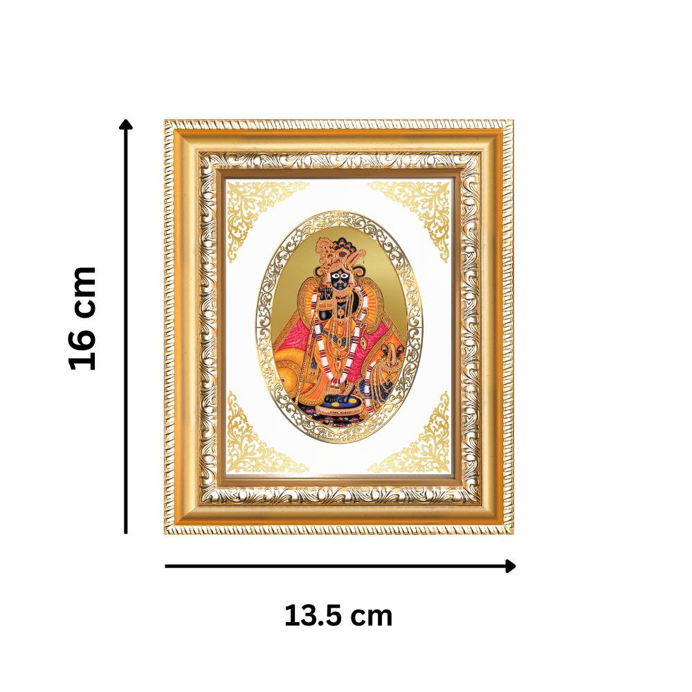 Banke Bihari Ji Divine Krishna of Vrindavan Sacred Love Royal Tabletop Frame in 24K Gold Plated Foil