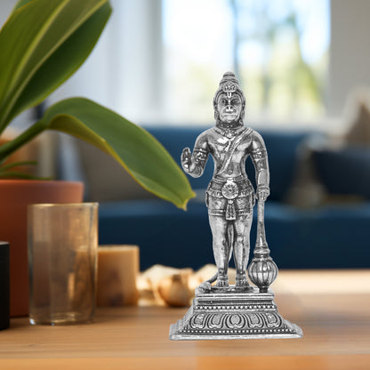 DIVINITI 925 Pure Silver Hanuman Ji Idol Statue Stunning Tribute to Strength and Devotion for Home Office Décor, Tabletop, Puja Room Gift (6.5x5.7 CM, 57g)