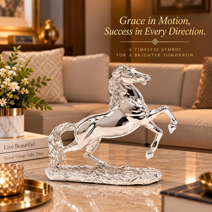 999 Silver-Plated Jumping Horse Idol | Premium Gift Box | 17x22 CM