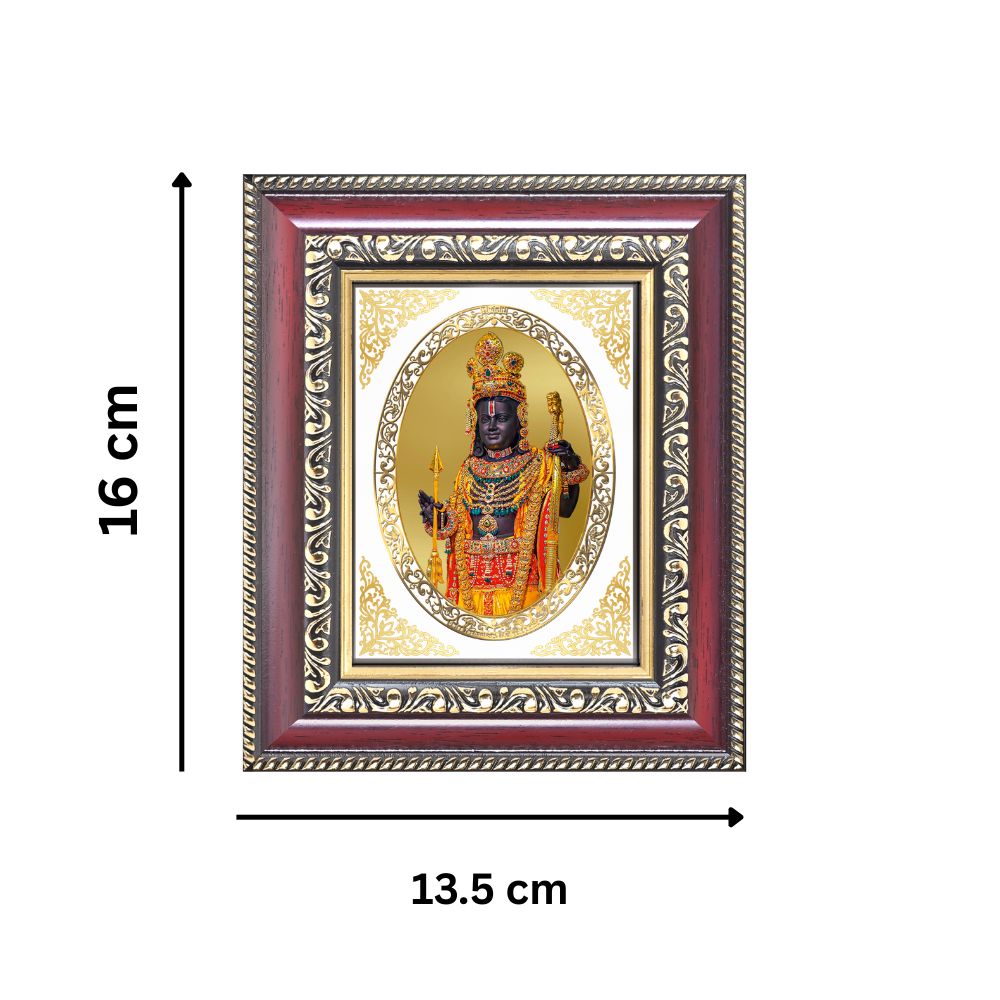 Ram Lalla with Temple Arch Divine Ayodhya Sacred Child Form Royal Tabletop Frame in 24K Gold Plated Foil