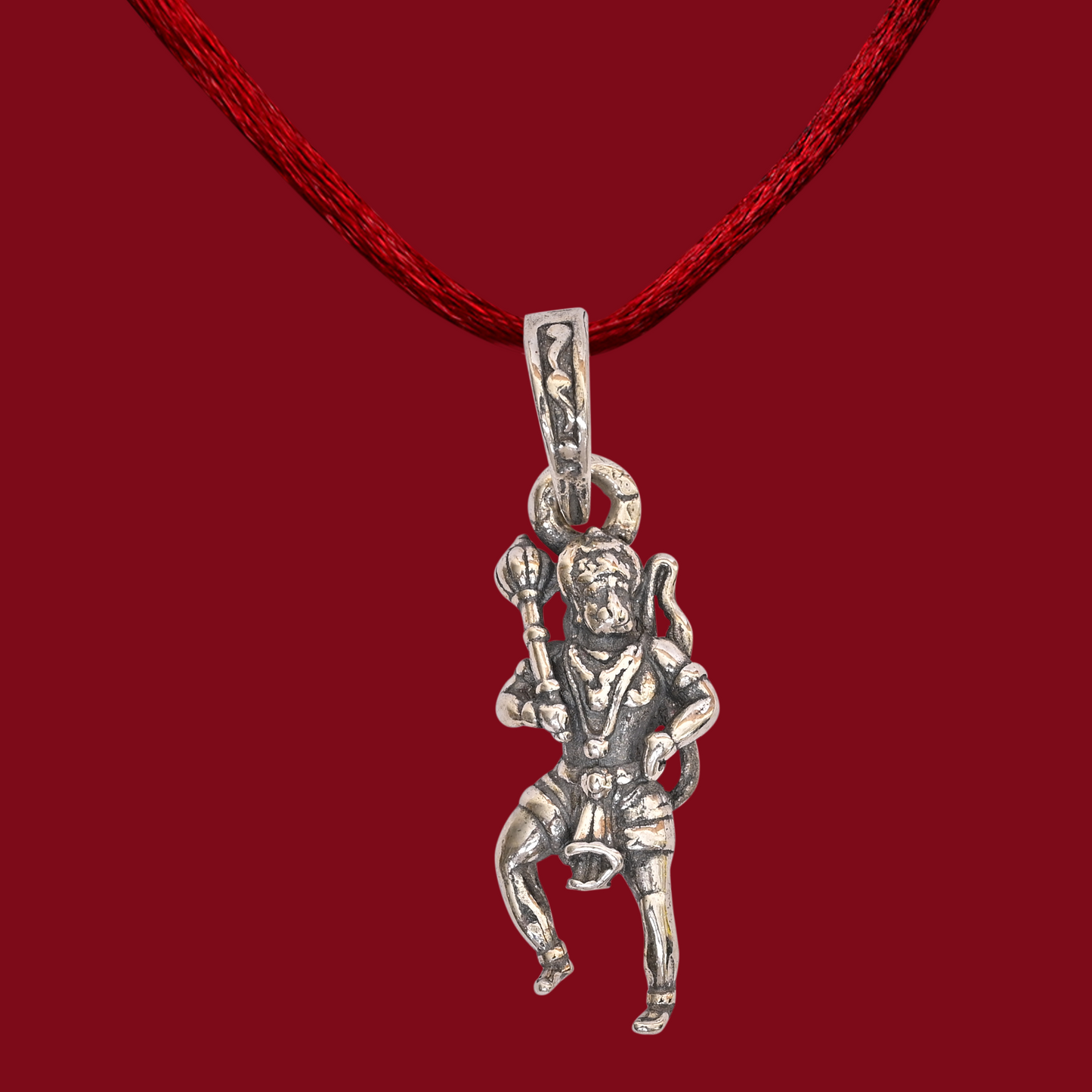 925 Pure Silver Hanuman Standing Pendant for Men, Women & Kids Divine God Pendant for Birthday, Anniversary, Special Occasion Gift (2x0.9 cm, 3g)