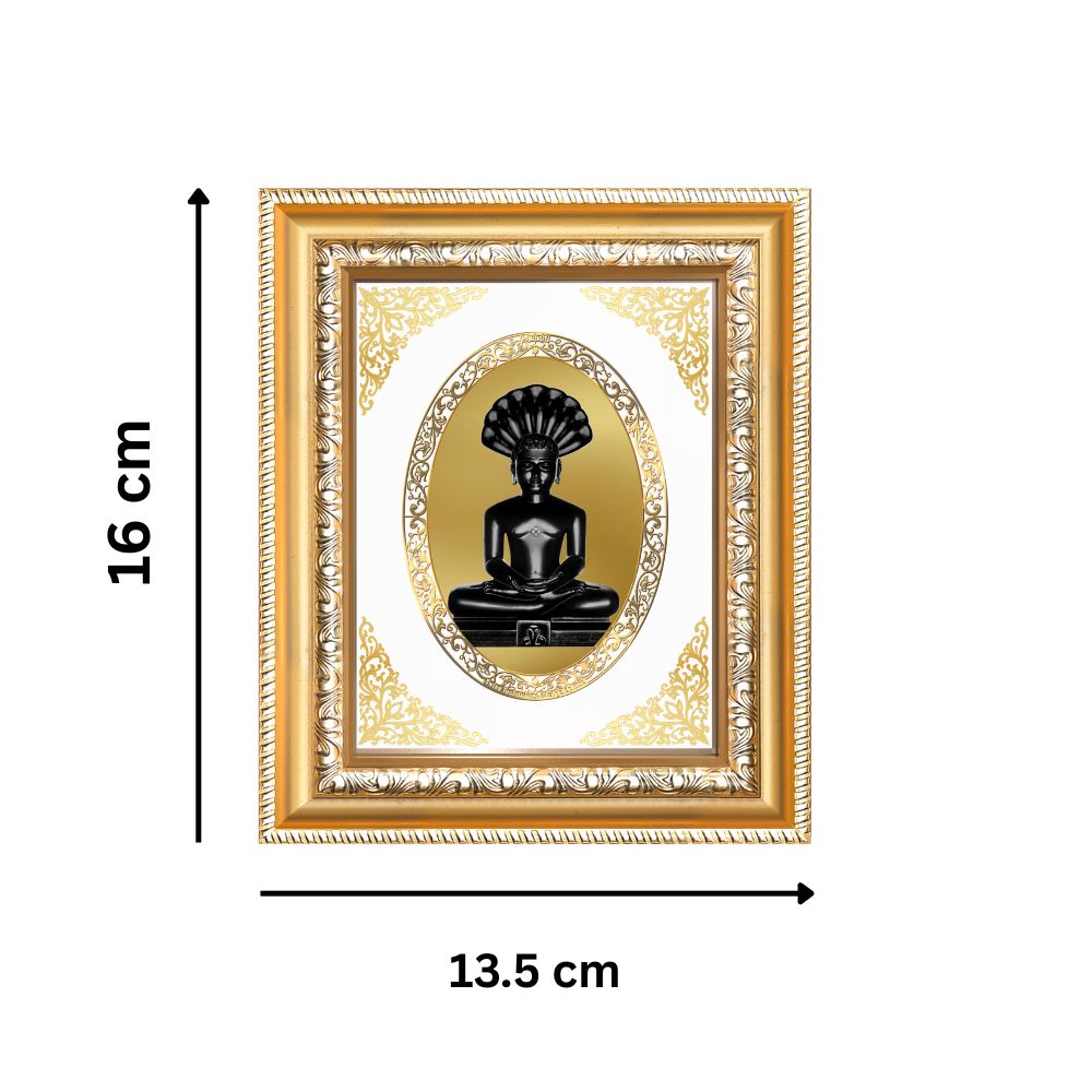 Lord Parshvanath Divine Jain Tirthankara Sacred Protection & Liberation Royal Tabletop Frame in 24K Gold Plated Foil