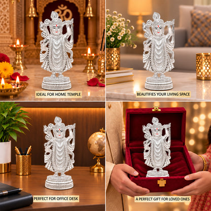 999 Silver-Plated Shrinath Ji Idol | Premium Gift Box | 25x11.5 CM
