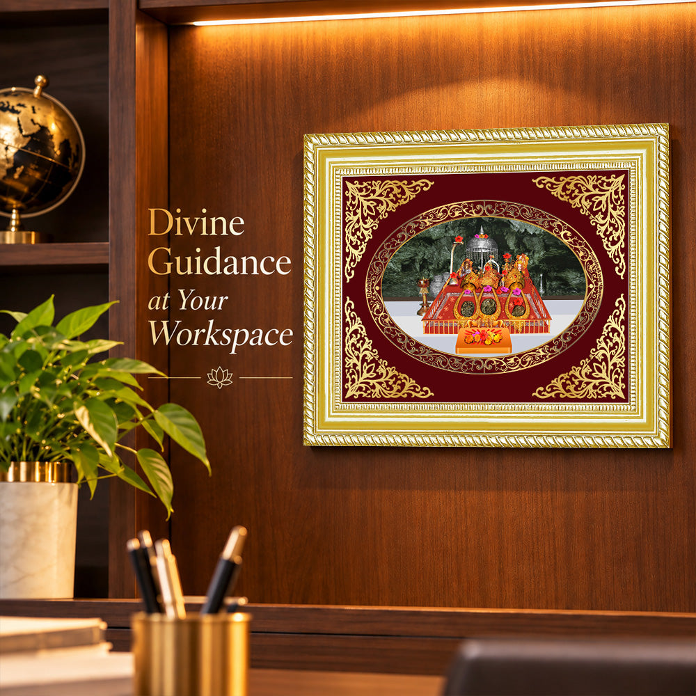 24K Gold-Plated Vaishno Devi Mata Darbar Frame | Premium Gift Box | 26x20 CM