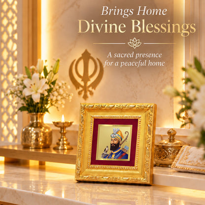24K Gold-Plated Guru Gobind Singh Frame | Premium Gift Box | 10x10 CM