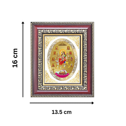 Nav Durga Divine Nine Forms of Goddess Durga Sacred Shakti & Protection Royal Tabletop Frame in 24K Gold Plated Foil