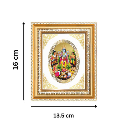 Lord Satyanarayan Divine Vishnu Sacred Vrat & Blessings Royal Tabletop Frame in 24K Gold Plated Foil