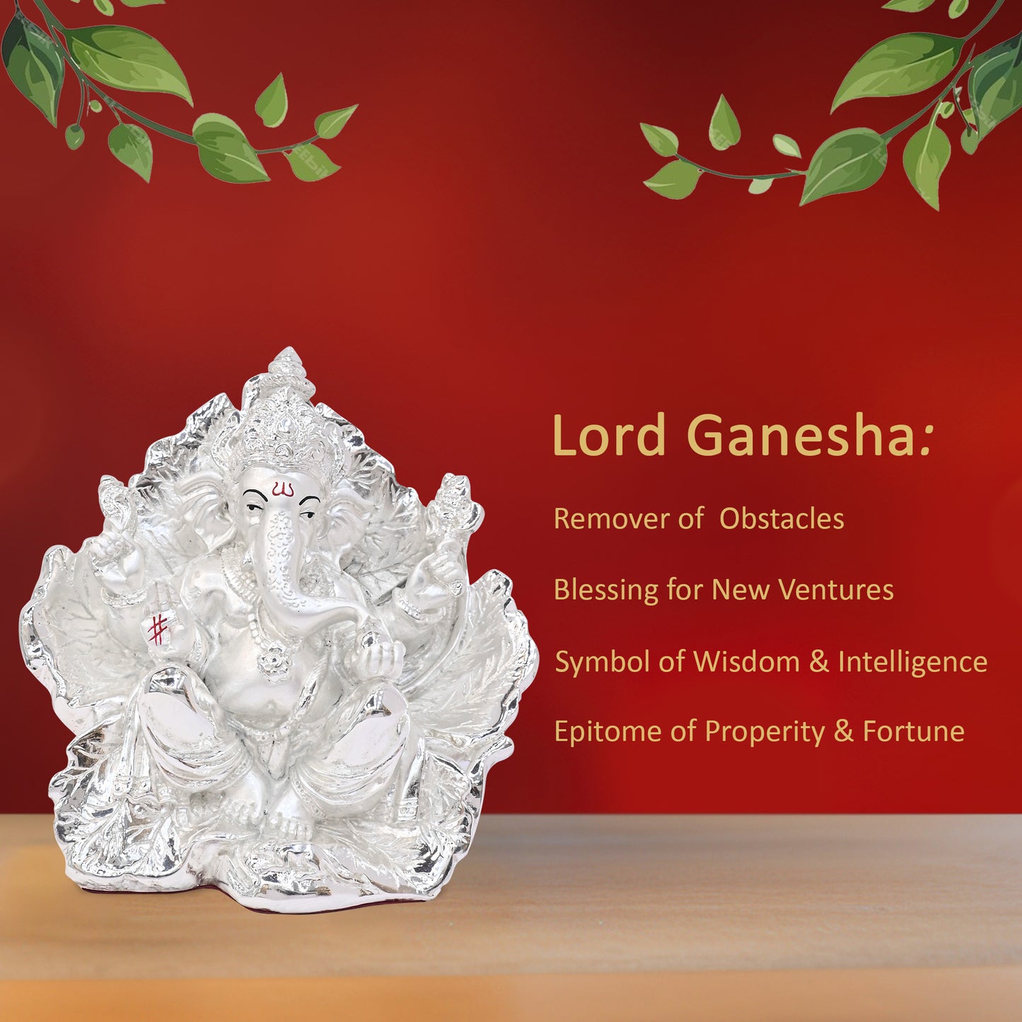 Diviniti 999 Silver Plated Siddhivinayaka Ganesha Idol Statue Luxurious Spiritual & Blessing for Home & Office Decor Pooja Room Gift (21x17.5 CM)