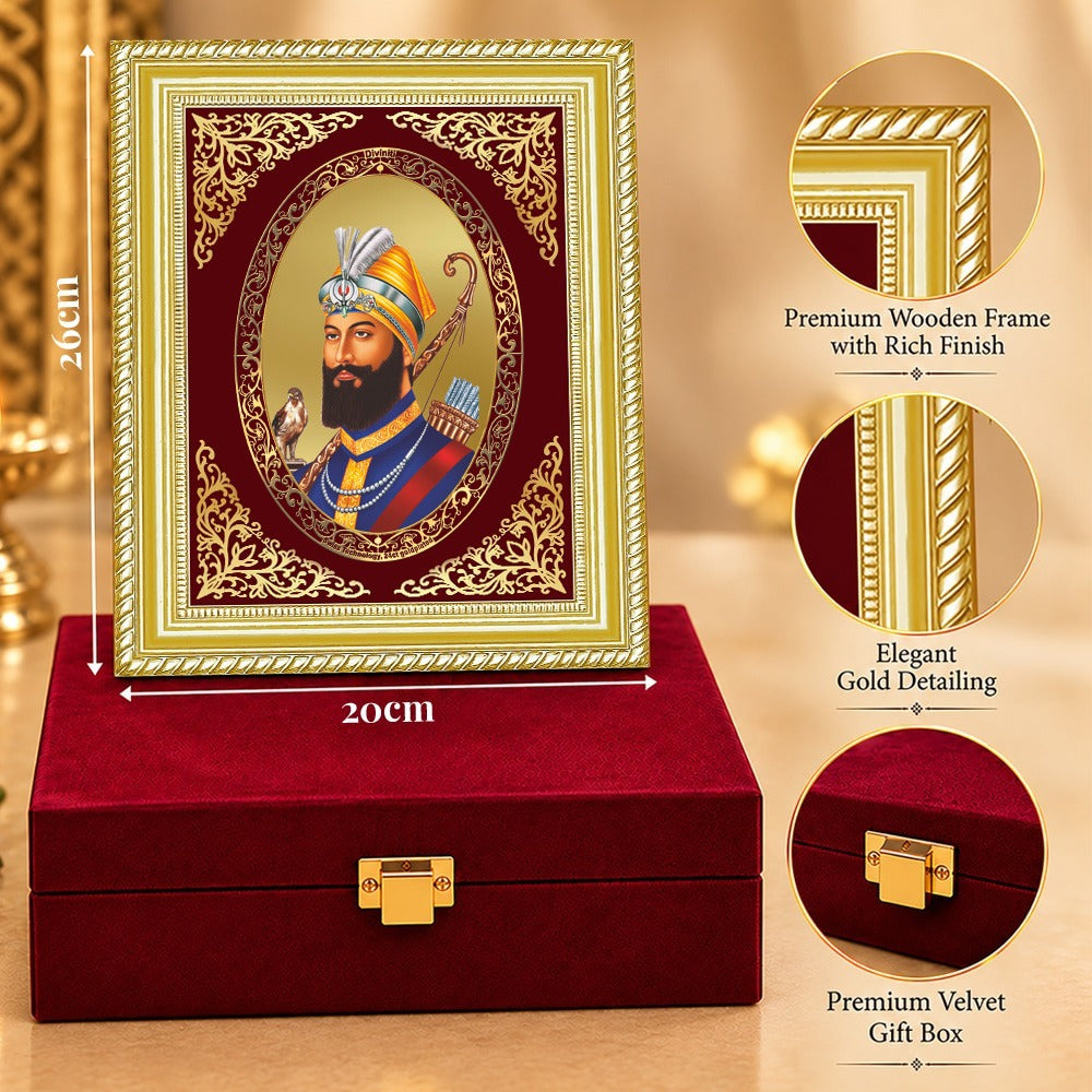24K Gold-Plated Guru Gobind Singh BG Frame | Premium Gift Box | 26x20 CM