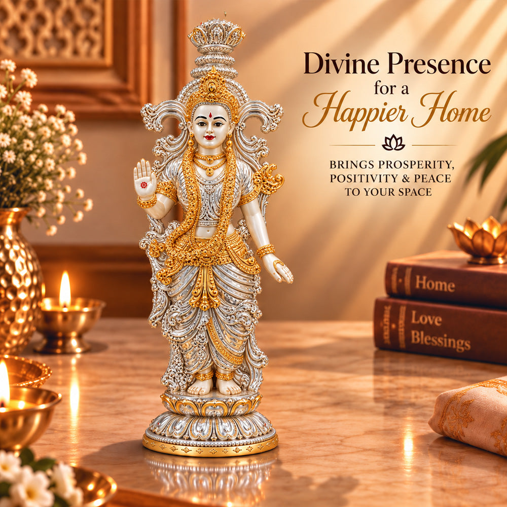 999 Silver-Plated Dual-Tone Radha Rani Idol | Premium Gift Box | 36x9 CM