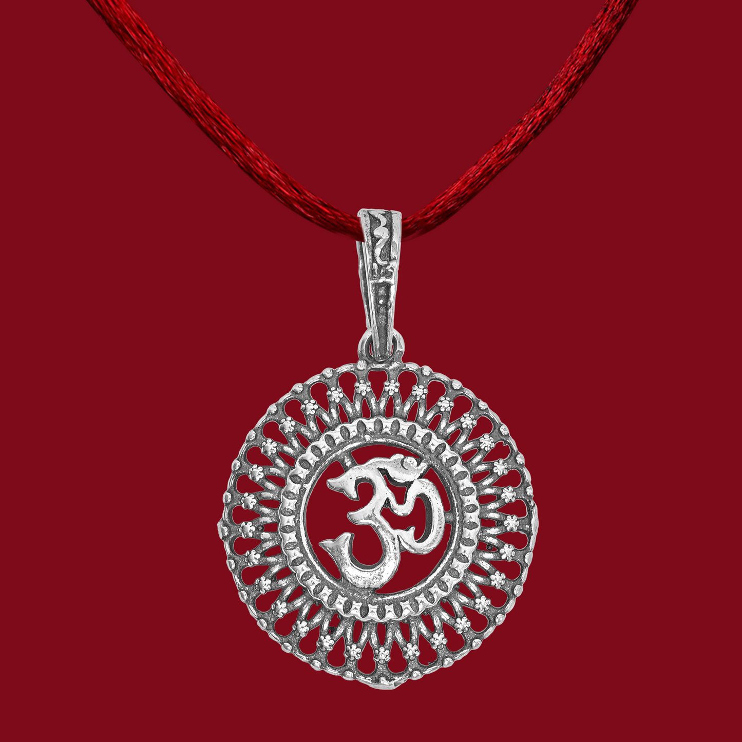 DIVINITI 925 Pure Silver Om Round Big Pendant for Men, Women & Kids Divine God Pendant for Birthday, Anniversary, Special Occasion Gift (1.9x1.9 CM 4 g)