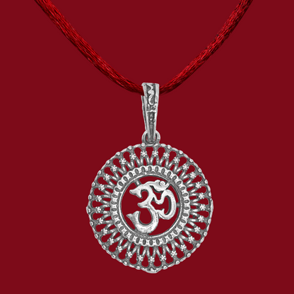 DIVINITI 925 Pure Silver Om Round Big Pendant for Men, Women & Kids Divine God Pendant for Birthday, Anniversary, Special Occasion Gift (1.9x1.9 CM 4 g)