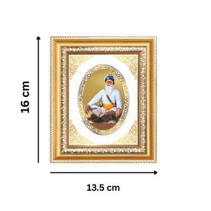 Baba Deep Singh Ji Divine Sikh Warrior Sacred Courage Royal Tabletop Frame in 24K Gold Plated Foil