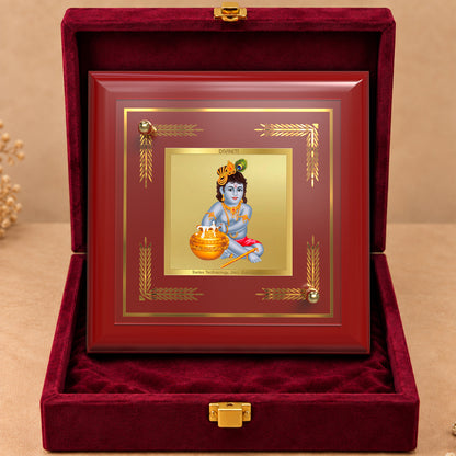 24K Gold-Plated Krishna Bal Gopal MDF Frame | Premium Gift Box | 10x10 CM