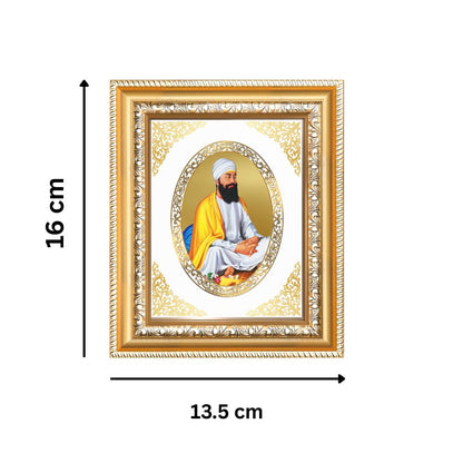 Guru Tegh Bahadur Sahib Ji Divine Sikh Guru Sacred Courage Royal Tabletop Frame in 24K Gold Plated Foil