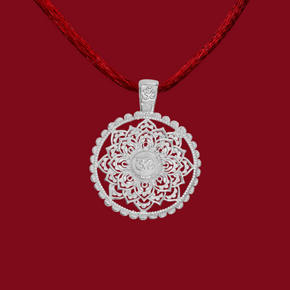 DIVINITI 925 Pure Silver Om Big Round Pendant For Men, Women & Kids Divine God Pendant For Birthday, Anniversary, Special Occasion Gift (3x3 CM 6 g)