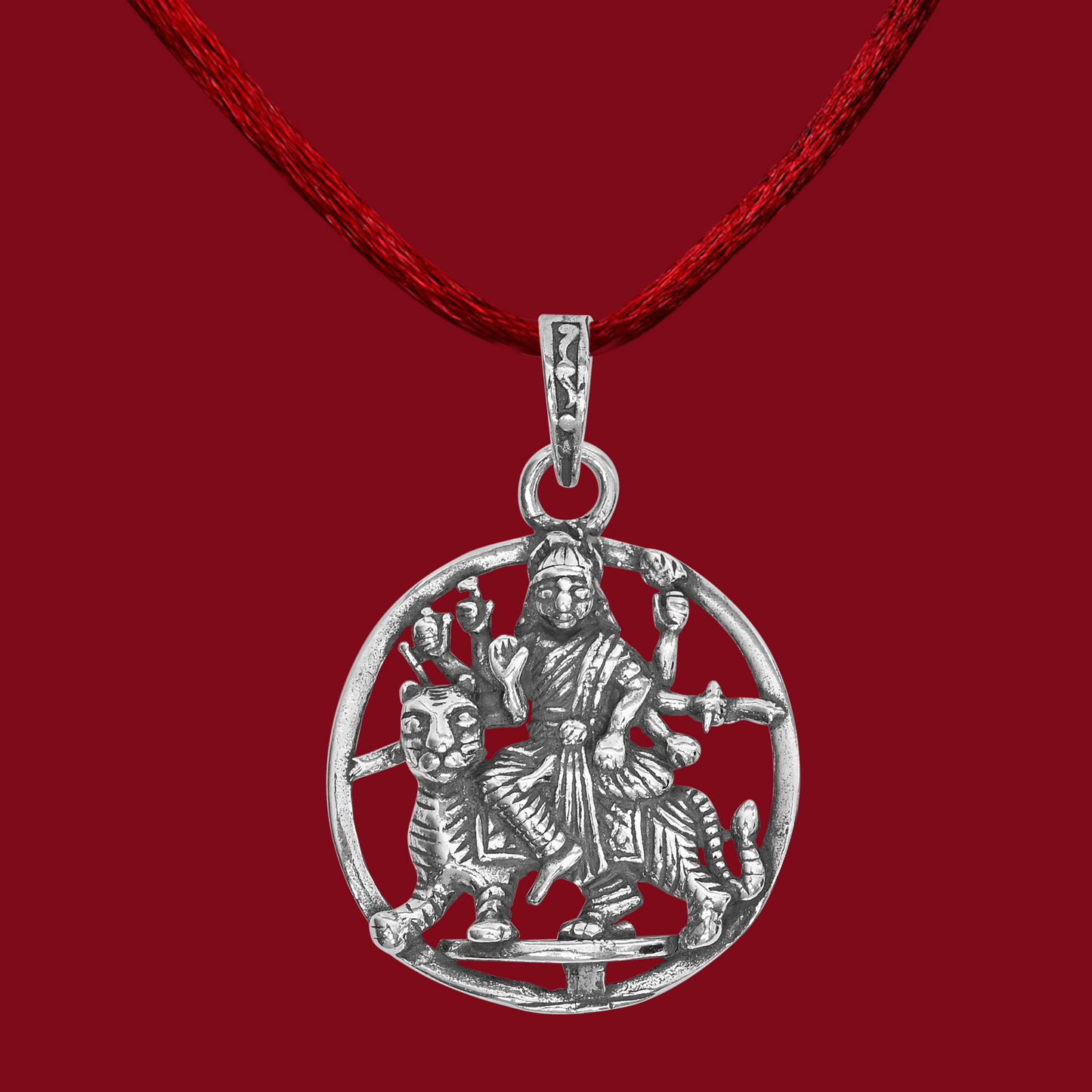 DIVINITI 925 Pure Silver Mata Round Pendant For Men, Women & Kids Divine God Pendant For Birthday, Anniversary, Special Occasion Gift (2.6x2.6 CM 6.5 g)