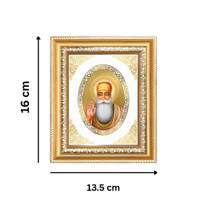 Guru Nanak Dev Ji Divine Waheguru Sikh Guru Sacred Royal Tabletop Frame in 24K Gold Plated Foil
