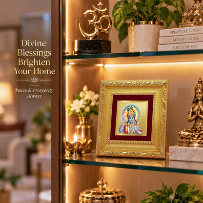 24K Gold-Plated Lord Vishnu Frame | Premium Gift Box | 10x10 CM