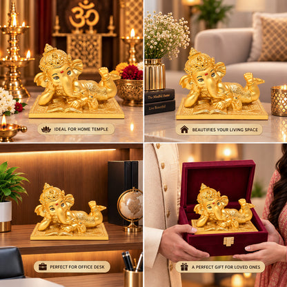 24K Gold-Plated Bal Ganesha Idol | Premium Gift Box | 12x14 CM