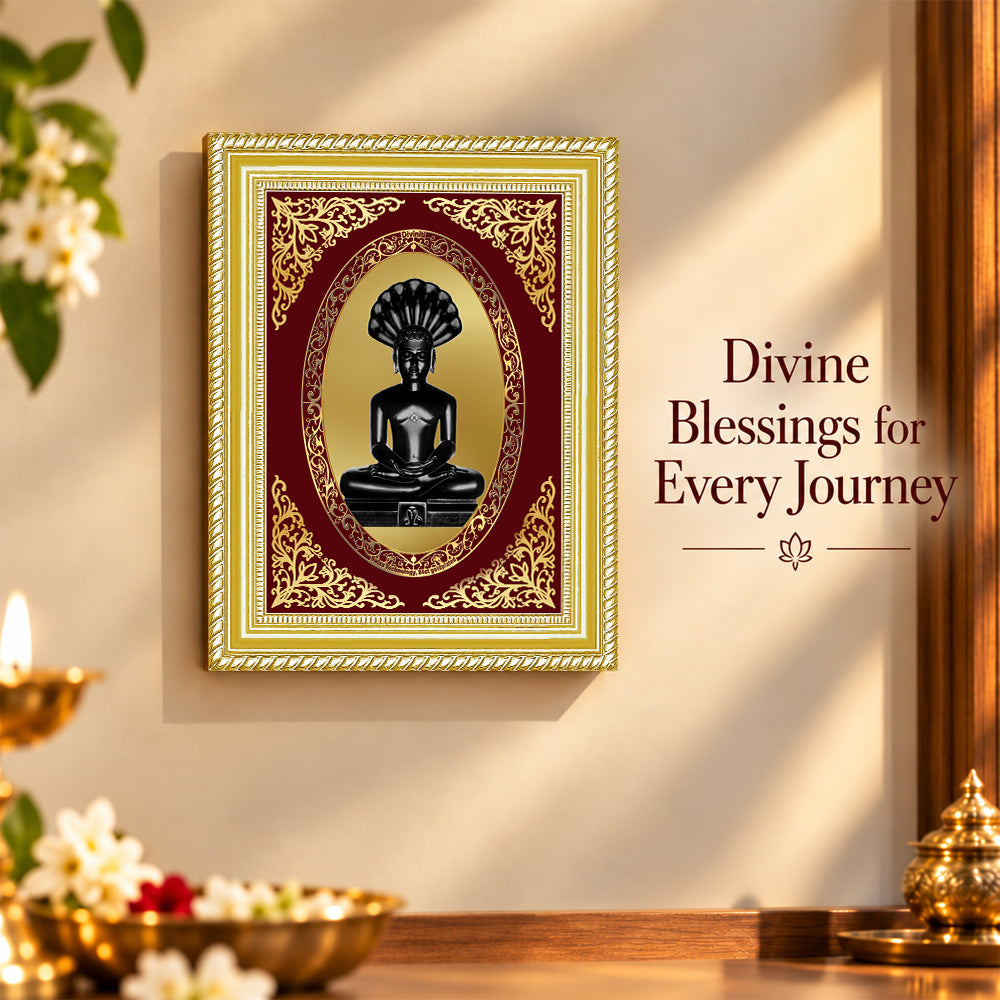 24K Gold-Plated Parshwanath Ji BG Frame | Premium Gift Box | 26x20 CM
