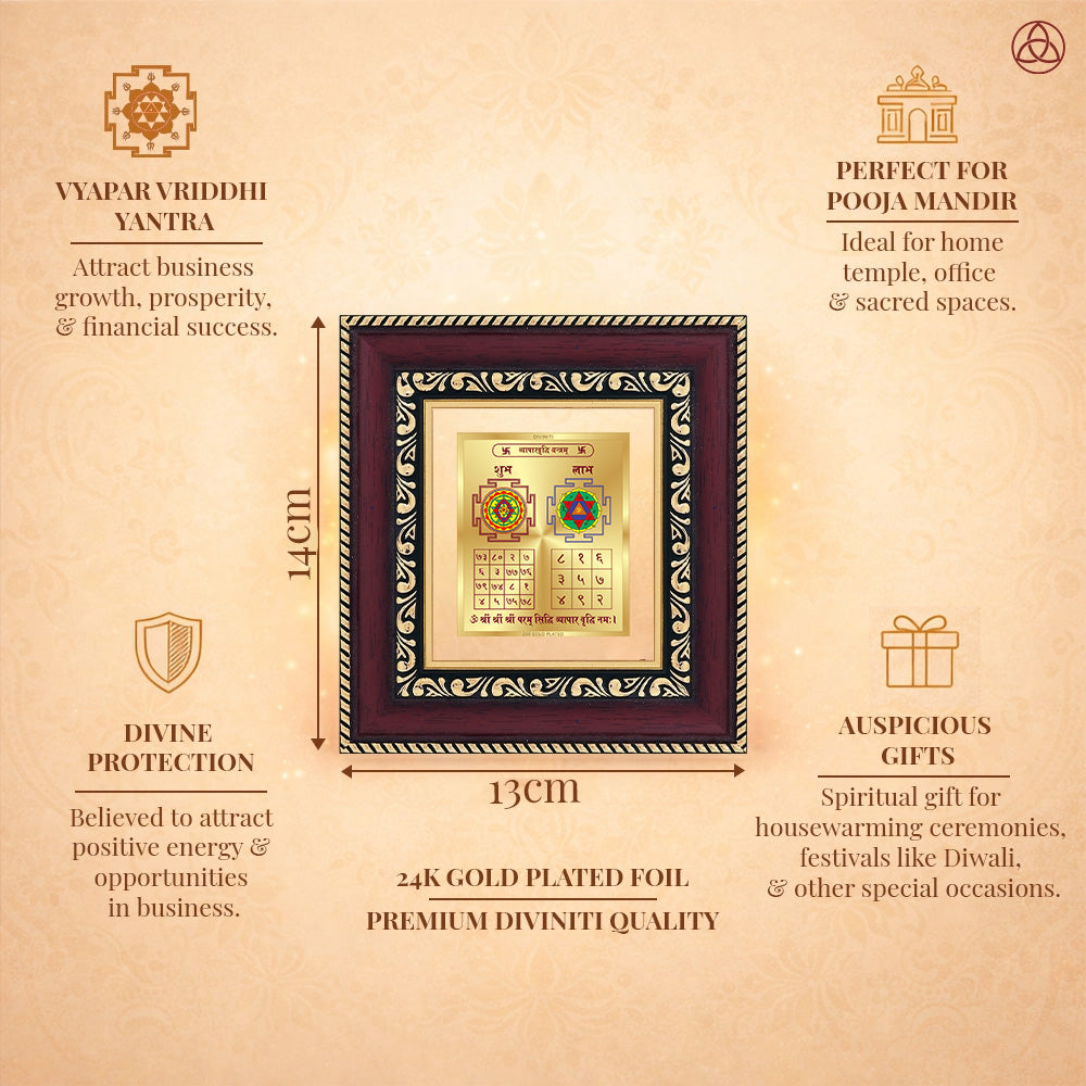 Vyapar Vriddhi Yantra in 24K gold plated foil, ideal for attracting success and prosperity in business.