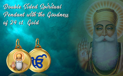 Diviniti 24K Double sided Gold Plated Pendant Guru Nanak Dev Ji & Ik Onkar|28 MM Flip Coin (1 PCS)