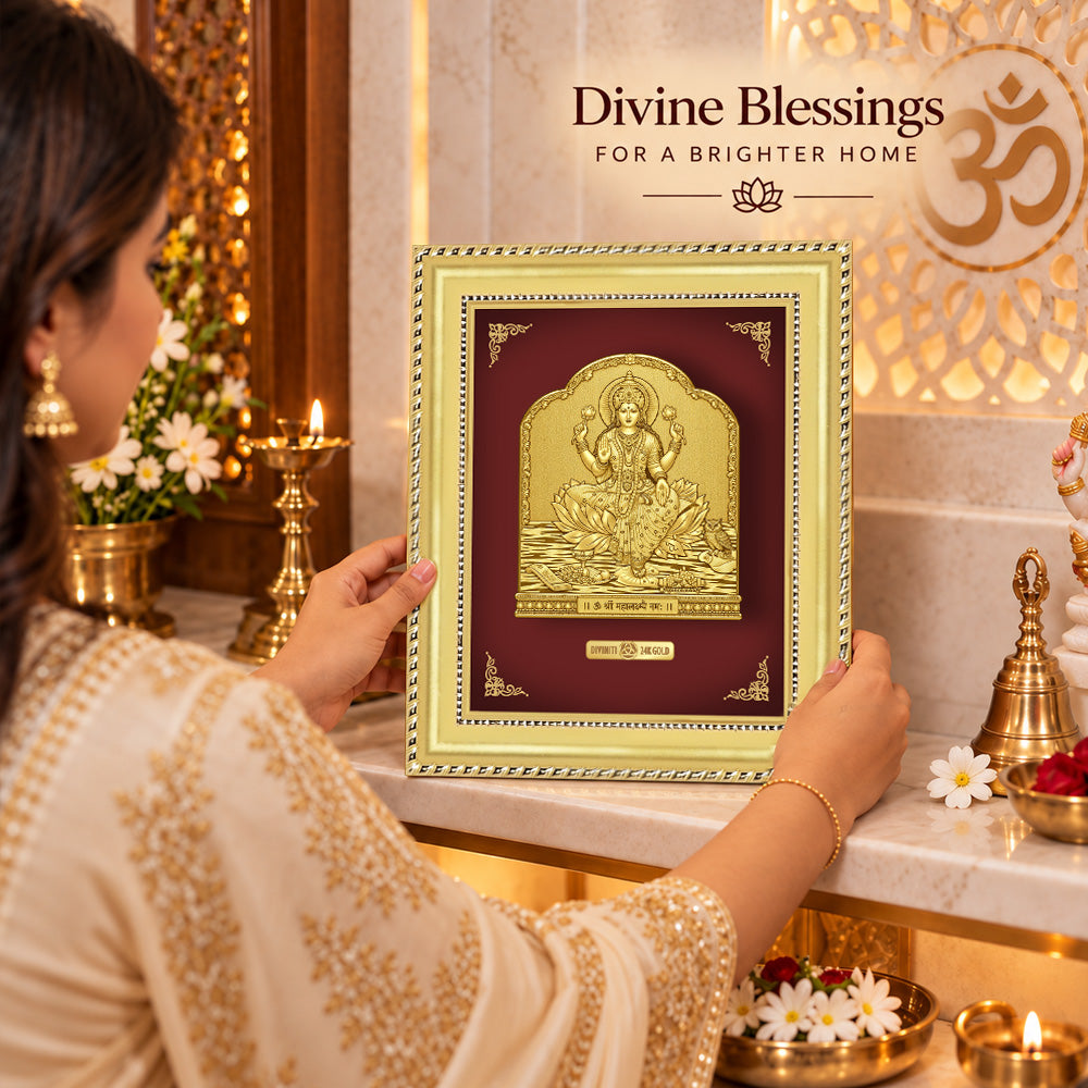 24K Gold-Plated Lakshmi Frame | Premium Gift Box | 18x15 CM