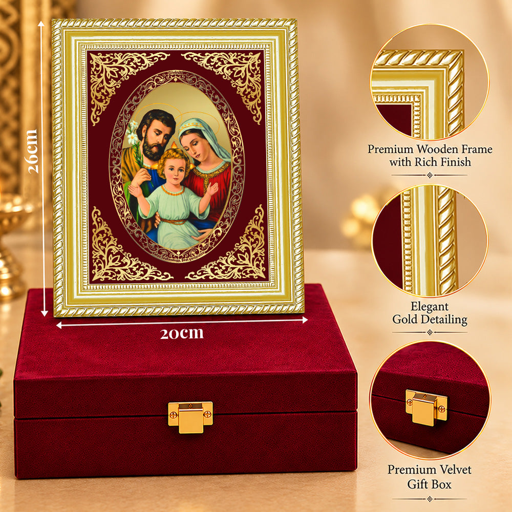 24K Gold-Plated Holy Family BG Frame | Premium Gift Box | 26x20 CM