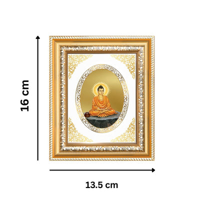Lord Buddha Divine Peace & Mindfulness Sacred Royal Tabletop Frame in 24K Gold Plated Foil