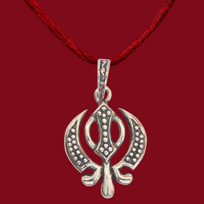 DIVINITI 925 Pure Silver Khanda Sahib Pendant for Men, Women & Kids Divine God Pendant for Birthday, Anniversary, Special Occasion Gift (2.1x1.7 cm, 5g)