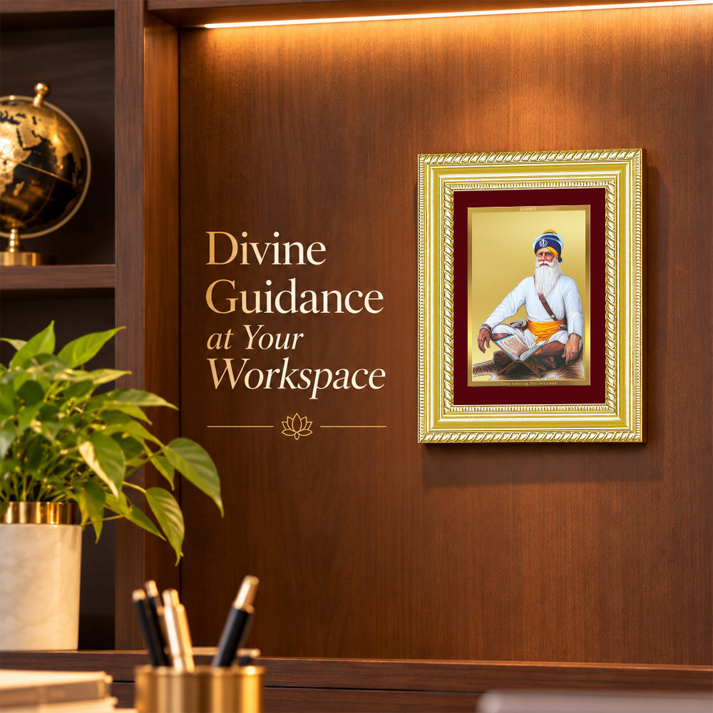 24K Gold-Plated Baba Deep Singh Frame | Premium Gift Box | 17.5x21.5 CM