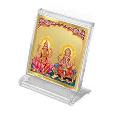Load image into Gallery viewer, Diviniti 24K Gold Plated Laxmi Ganesha Frame For Car Dashboard, Home Decor, Puja, Gift (5.8 x 4.8 CM)

