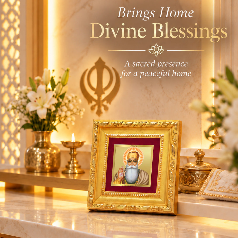 24K Gold-Plated Guru Nanak Frame | Premium Gift Box | 10x10 CM