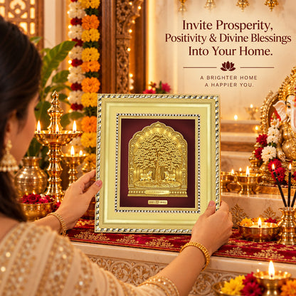24K Gold-Plated Kalpavriksha Frame | Premium Gift Box | 11x12 CM
