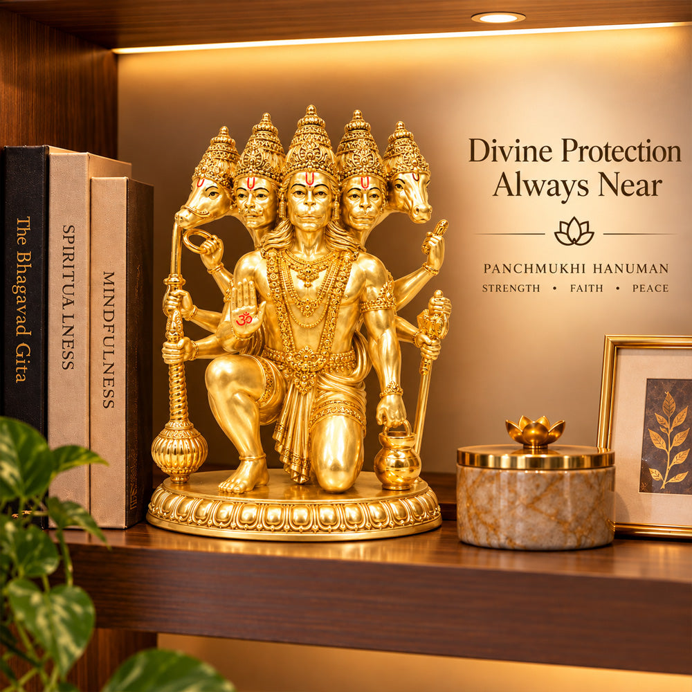 24K Gold-Plated Panchmukhi Hanuman Idol | Premium Gift Box | 17.5x12 CM