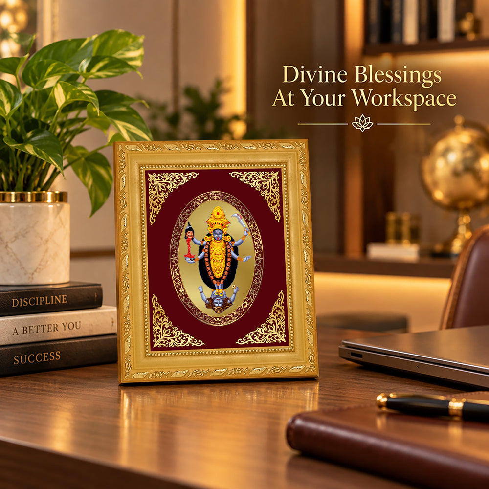 24K Gold-Plated Maa Kali Frame | Premium Gift Box | 16x13.5 CM