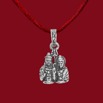 DIVINITI 925 Pure Silver Shiv Parvati Big Pendant For Men, Women & Kids Divine God Pendant For Birthday, Anniversary, Special Occasion Gift (2x2 CM 12 g)