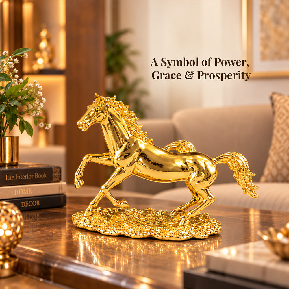 24K Gold-Plated Jumping Horse Idol | Premium Gift Box | 17x22 CM