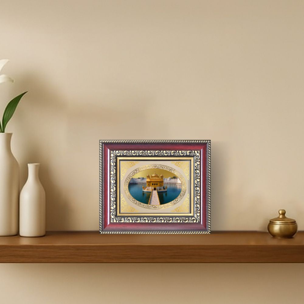 Sri Harmandir Sahib (Golden Temple) Divine Sikh Sacred Darbar Sahib Royal Tabletop Frame in 24K Gold Plated Foil