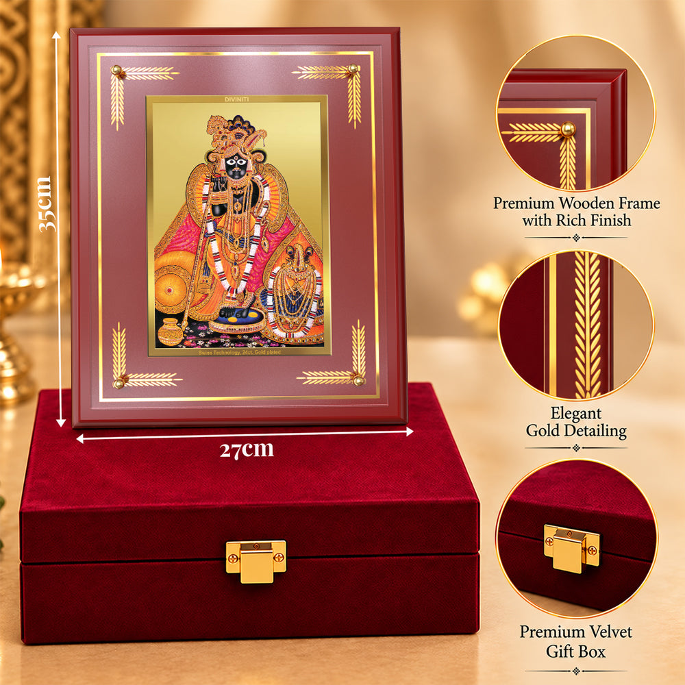 24K Gold-Plated Lord Banke Bihari MDF Frame | Premium Gift Box | 27x35 CM