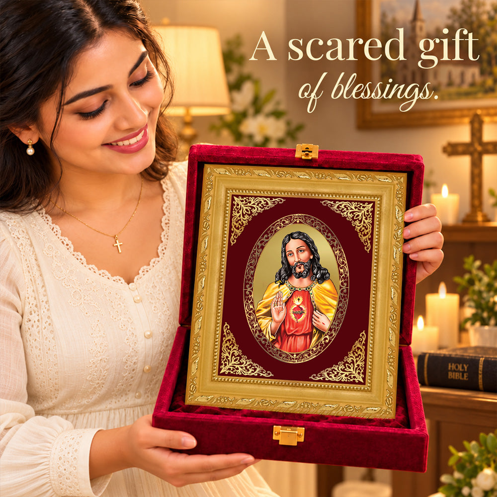 24K Gold-Plated Jesus Christ Frame | Premium Gift Box | 17.5x21.5 CM
