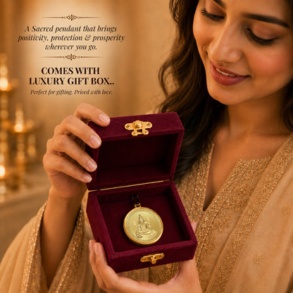 Diviniti 24K Double Sided Gold Plated Pendant Lord Shiva & Mahamrityunjaya Mantra | 18 MM Flip Coin (1 PCS)