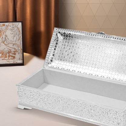 DIVINITI 999 Silver Plated Jewellery Box Premium Storage Fine Jewellery and Decorative Keepsakes for Home Décor (6x22.7x9.5 CM)