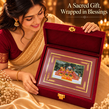 24K Gold-Plated Vaishno Devi Mata Darbar MDF Frame | Premium Gift Box | 35x27 CM