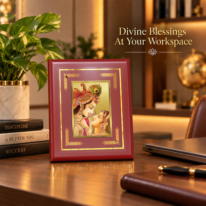 24K Gold-Plated Radha Krishna MDF Frame | Premium Gift Box | 13.5x16 CM