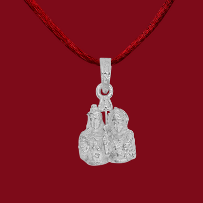 DIVINITI 925 Pure Silver Shiv Parvati Big Pendant For Men, Women & Kids Divine God Pendant For Birthday, Anniversary, Special Occasion Gift (2x2 CM 12 g)