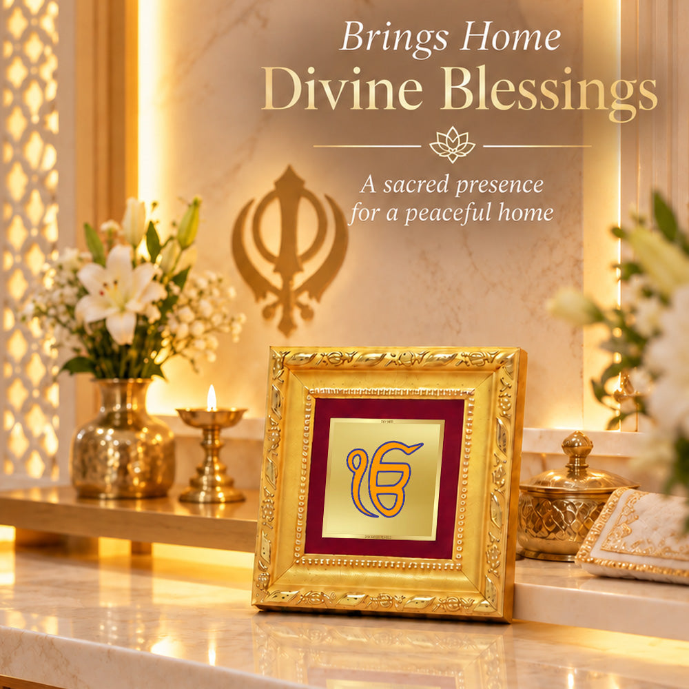 24K Gold-Plated Ik Onkar Frame | Premium Gift Box | 10x10 CM