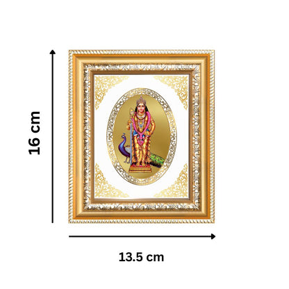 Lord Murugan (Kartikeya) Divine Warrior & Wisdom Sacred Royal Tabletop Frame in 24K Gold Plated Foil